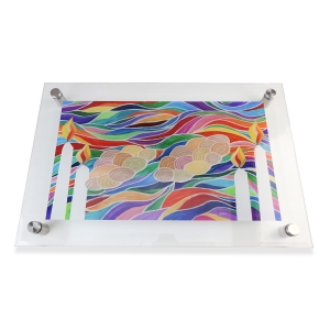Jordana Klein "Candles and Challot" Large Glass Challah Tray 