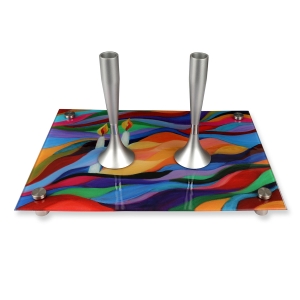 Jordana Klein Shabbat Table Glass Tray For Shabbat Candlesticks