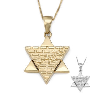 Jerusalem: 14K Gold Star of David Pendant Necklace
