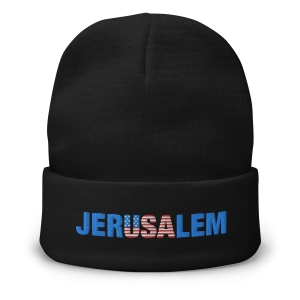Jerusalem and USA Embroidered Beanie - Unisex