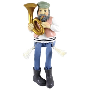 Jewish Playing Tuba Figurine with Cloth Legs