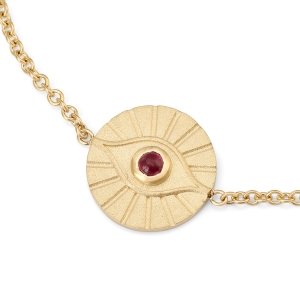 Luxury 14K Gold Evil Eye Ruby Bracelet