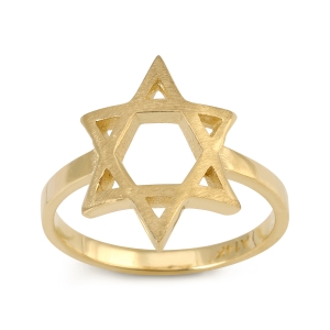 14K Gold Star of David Unisex Ring - Color Option