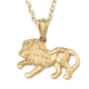14K Gold Lion of Judah Pendant Necklace (Choice of Colors)