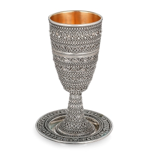 Handcrafted Sterling Silver Kiddush Cup With Filigree Design