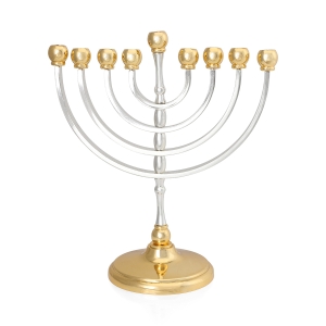 Kinetic Silver and Gold Plated Round Hanukkah Menorah