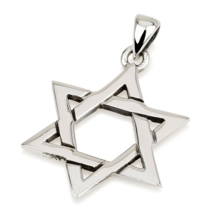 Large 925 Sterling Silver and Rhodium-Plated Star of David Pendant Necklace