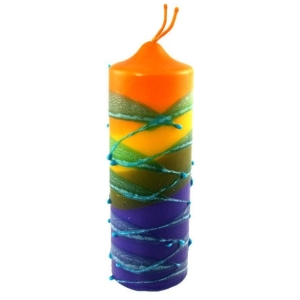 Large Decorated Havdalah Candle - Color Option