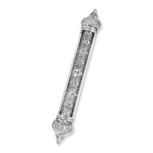 Traditional Yemenite Art Luxurious Extra Large Handcrafted Sterling Silver Mezuzah Case With Majestic Filigree Design
