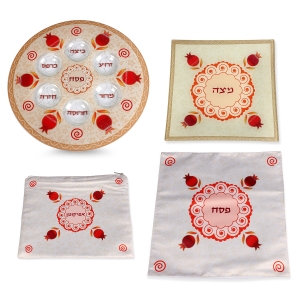 Designer Passover Essentials Set - Pomegranate & Swirl Design