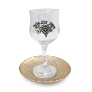 Handmade Glass Kiddush Cup - Borei Pri Hagafen By Lily Art