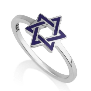 Marina Jewelry 925 Sterling Silver Blue Star of David Ring 