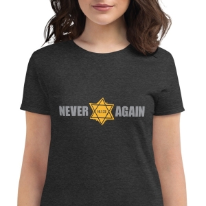 NEVER AGAIN Women's Fashion Fit Israel T-Shirt