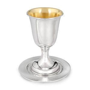 Bier Judaica Elegant Handcrafted Sterling Silver Kiddush Cup With Polished Finish