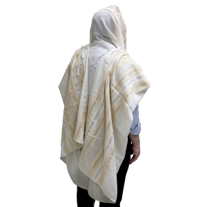 Handwoven Gold Pattern Tallit (Prayer Shawl) Set from Rikmat Elimelech - Non-Slip
