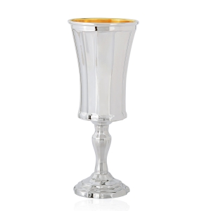 925 Sterling Silver Stemmed Kiddush Cup With Ridged Design