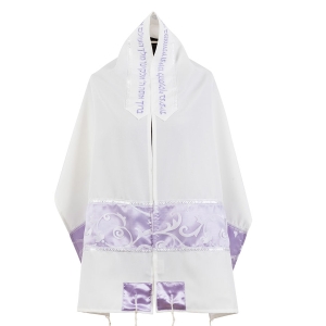 Ronit Gur Lilac Swirls Women's Tallit Set with Blessing