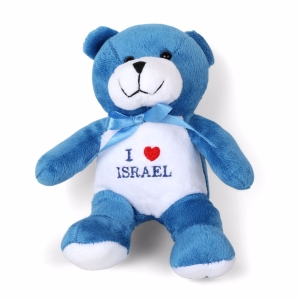 Blue Plush Bear with I Love Israel