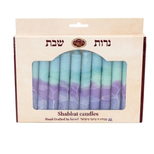 12 Designer Purple and Blue Shabbat Candles