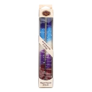 Dipped Taper Shabbat Candles – Red and Purple 