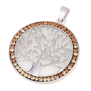 Sterling Silver Tree of Life Pendant with Zircon Stones (Choice of Colors)