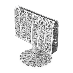 Traditional Yemenite Art Handcrafted Sterling Silver Standing Matchbox Holder With Filigree Design
