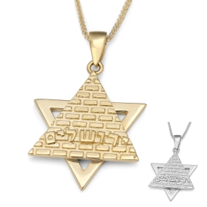 Star of David Jerusalem 14K Gold Pendant Necklace (Choice of Color) 