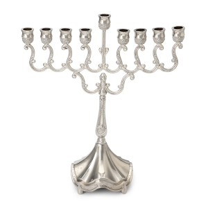 Elegant Nickel Hanukkah Menorah - Large
