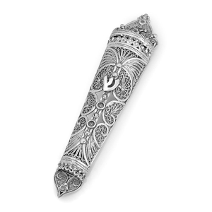 Traditional Yemenite Art Handcrafted Sterling Silver Mezuzah Case With Filigree Design