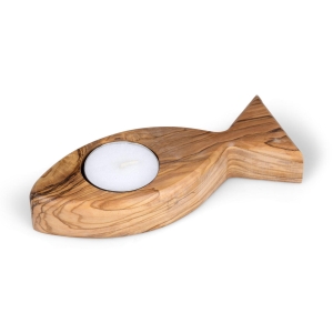 Olive Wood Fish Tealight Holder