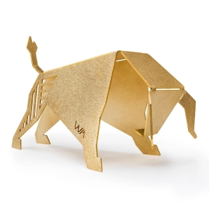 Wallaby Brass Origami Bull Sculpture