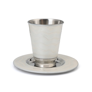 Kiddush Cup Set With Wavy Design (Choice of Colors)