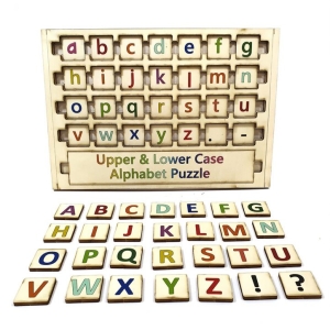 Upper and Lower Case Wooden Alphabet Puzzle - Colored 