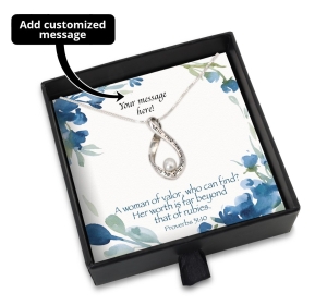 Woman of Valor Gift Box With Pearl Necklace - Add a Personalized Message For Someone Special!!!