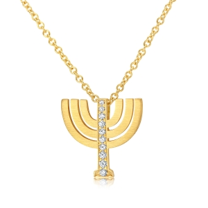 Yaniv Fine Jewelry 18K Gold Menorah Pendant with Diamonds
