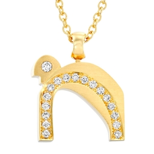 Yaniv Fine Jewelry 18K Gold Modern Chai Pendant with Diamonds