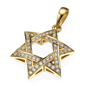 Yaniv Fine Jewelry 18K Gold Star of David Domed Diamond Pendant