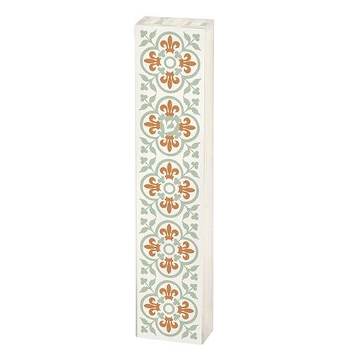 Dorit Judaica Acrylic Mezuzah Case with Aluminum Front - White Flowers - 1