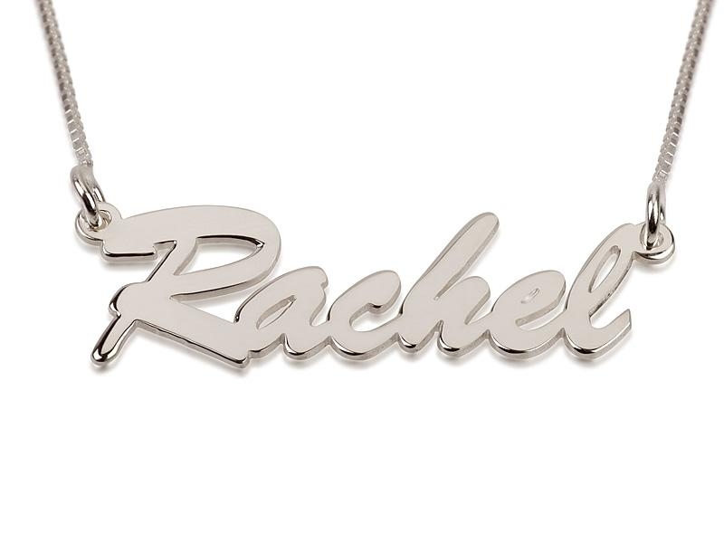Silver Name Necklace in English - (Rachel Script) - 1