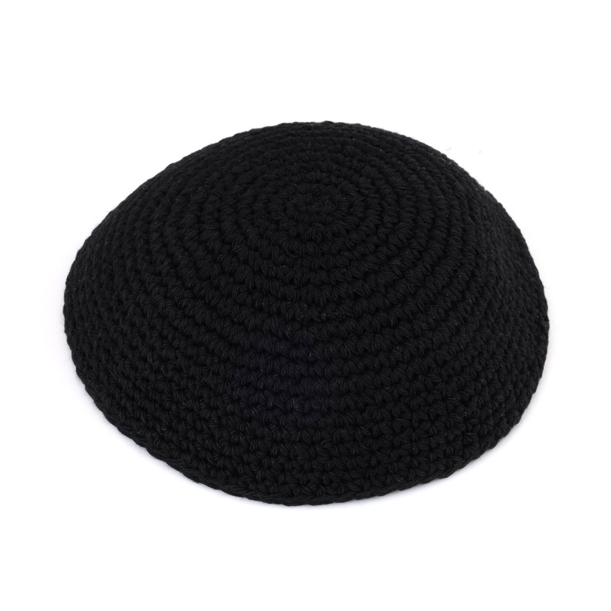Thick-Thread Black Knitted Kippah - 1