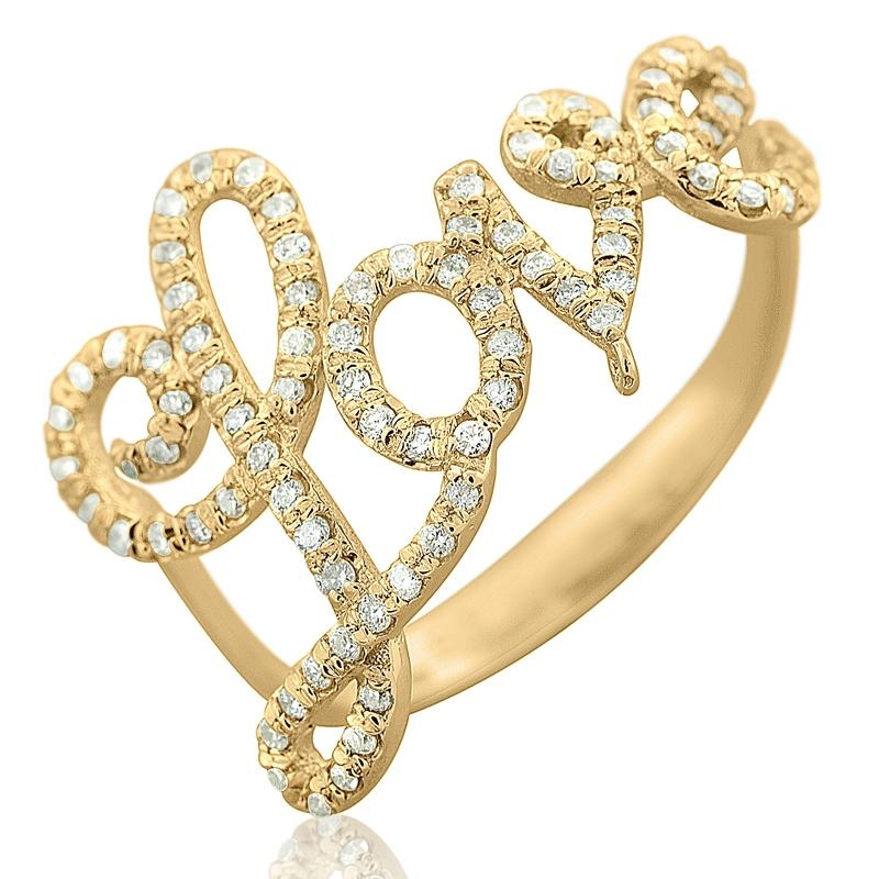 14K Deluxe Gold with Diamonds Love Ring - 1