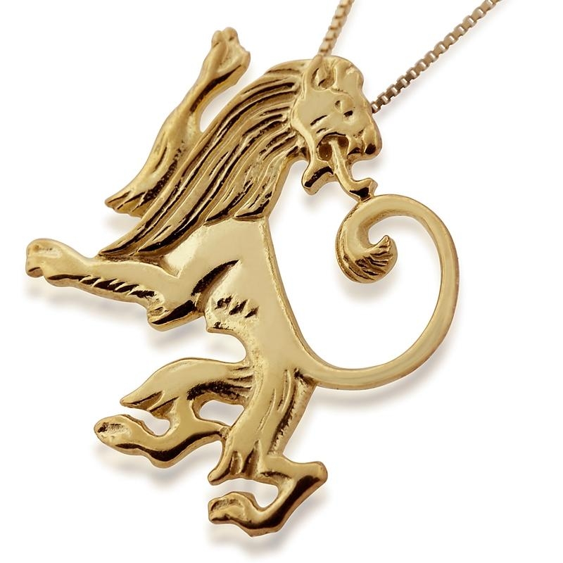 14K Gold Lion of Judah Pendant Necklace - 1