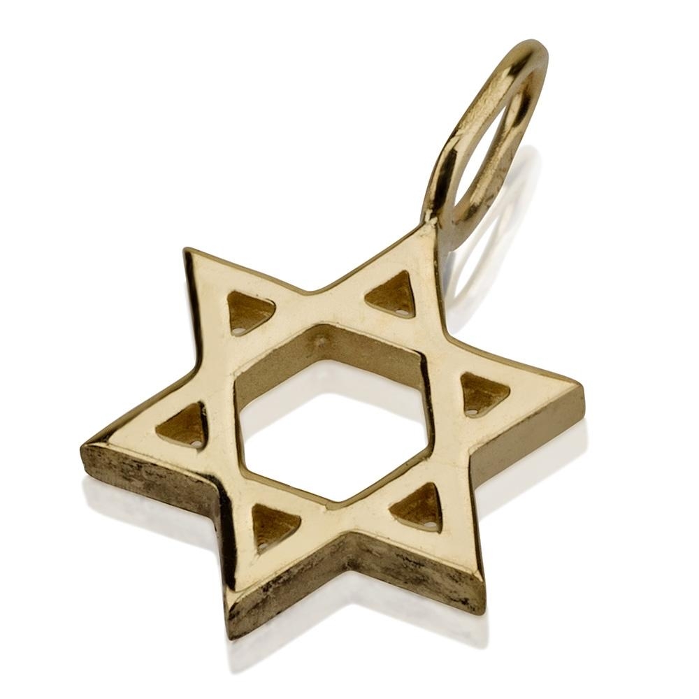 14K Gold Star of David Essence Pendant Necklace - 1