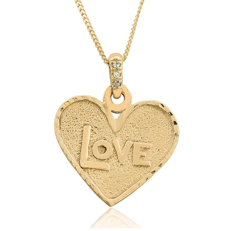14K Gold and Diamond Heart of Love Pendant - 1