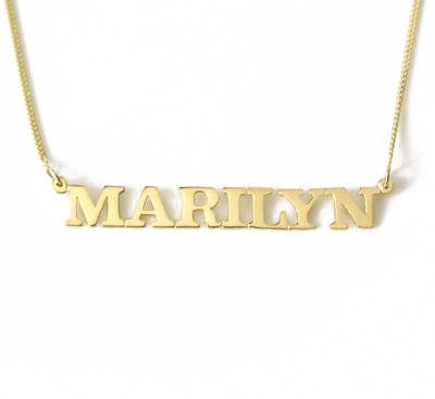14K Yellow Gold Double Thickness Name Necklace in English - 1