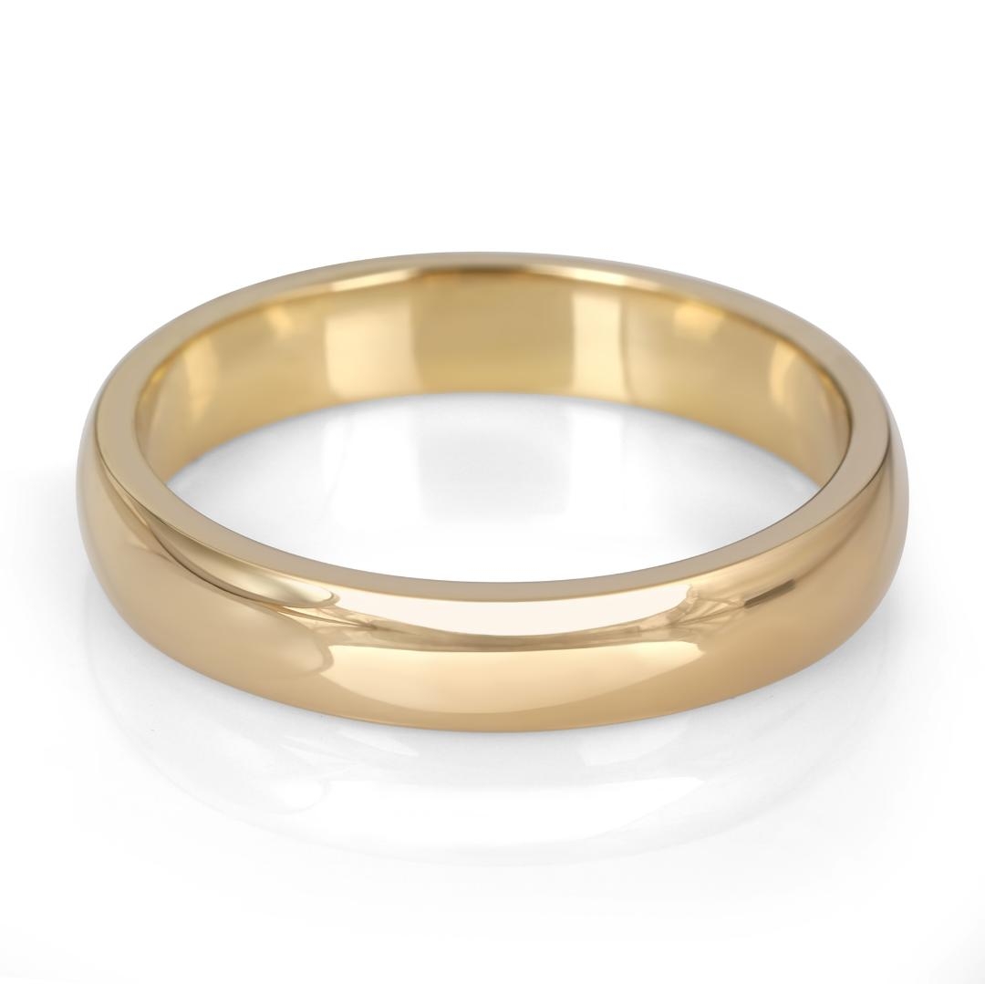14K Gold Comfort Edge Traditional Jewish Wedding Ring – Made in Jerusalem – 4mm - 1