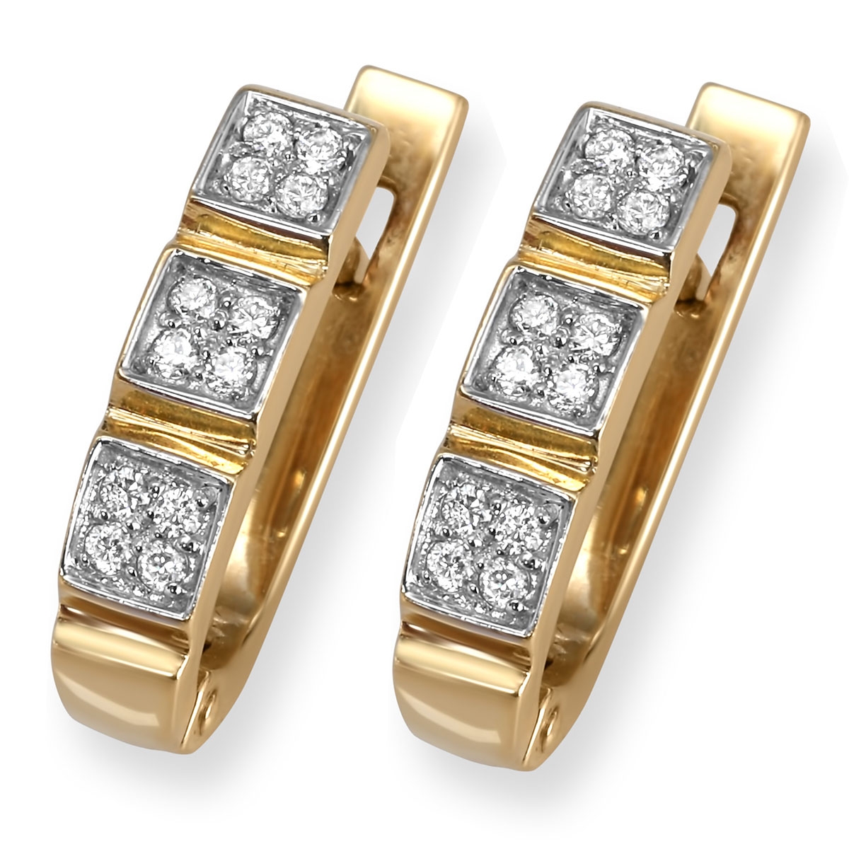 14K Gold Earrings With Designer Diamond Settings - 1