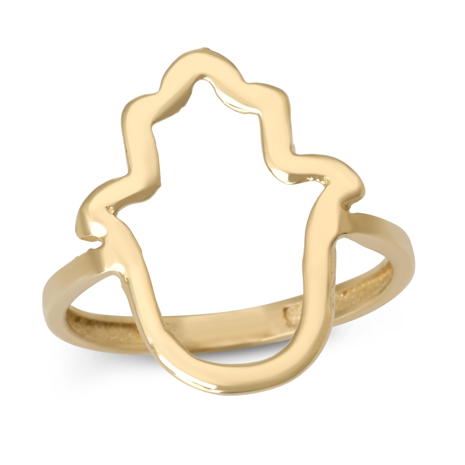 14K Yellow Gold Slim Hamsa Ring for Women - 1