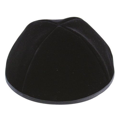 Large Black Velvet Traditional Kippah (Yarmulke) – 24 cm - 1