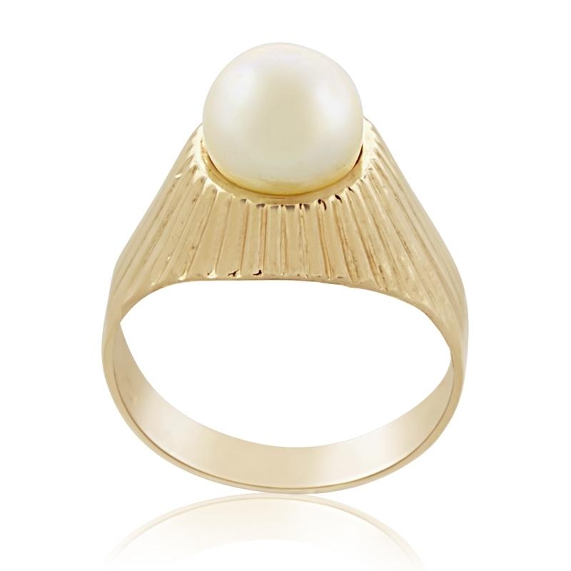 18K Yellow Gold and Pearl Shell Ring   - 1
